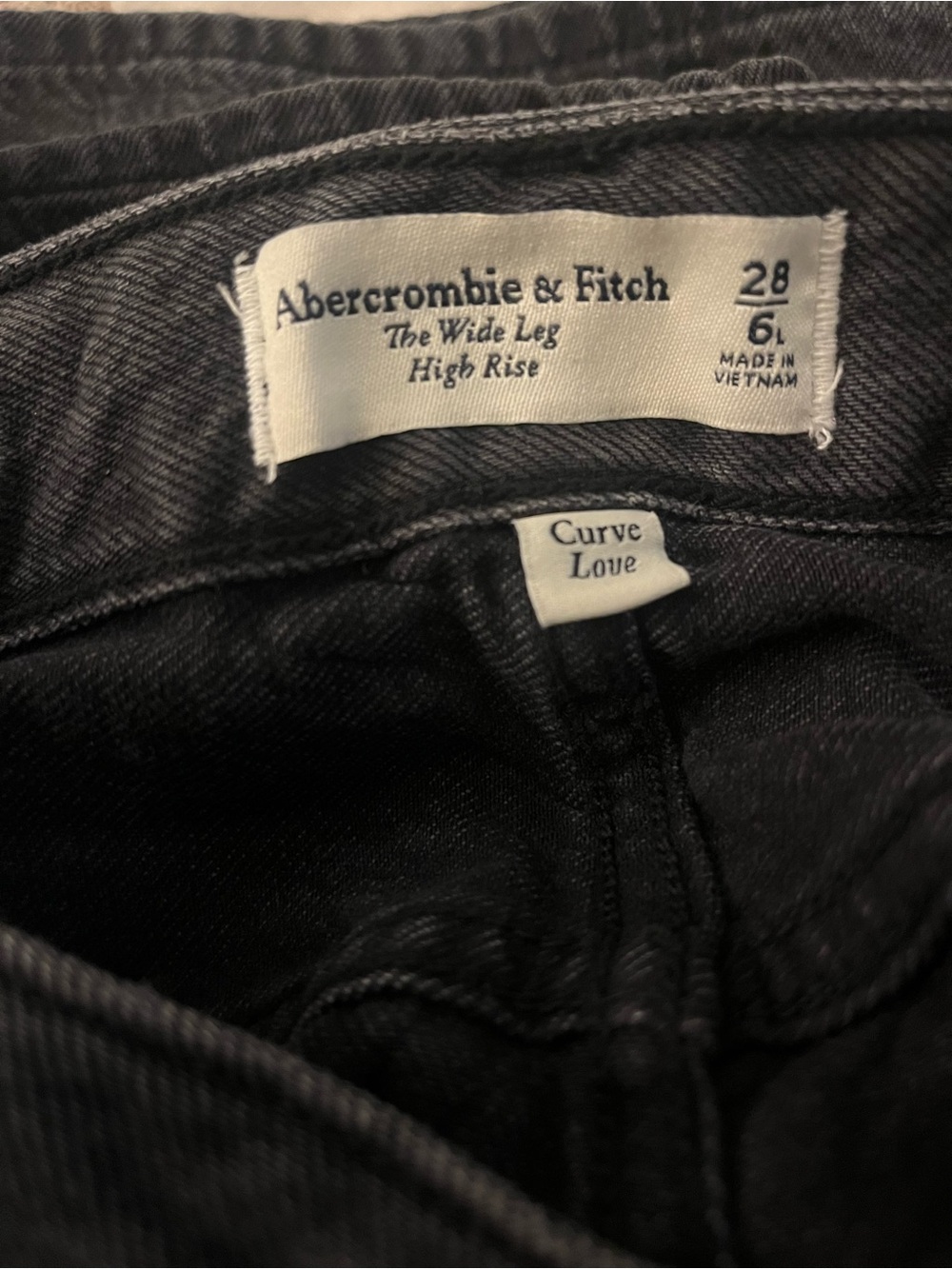 Abercrombie & Fitch Wide Leg High Rise Jeans - Black Denim
